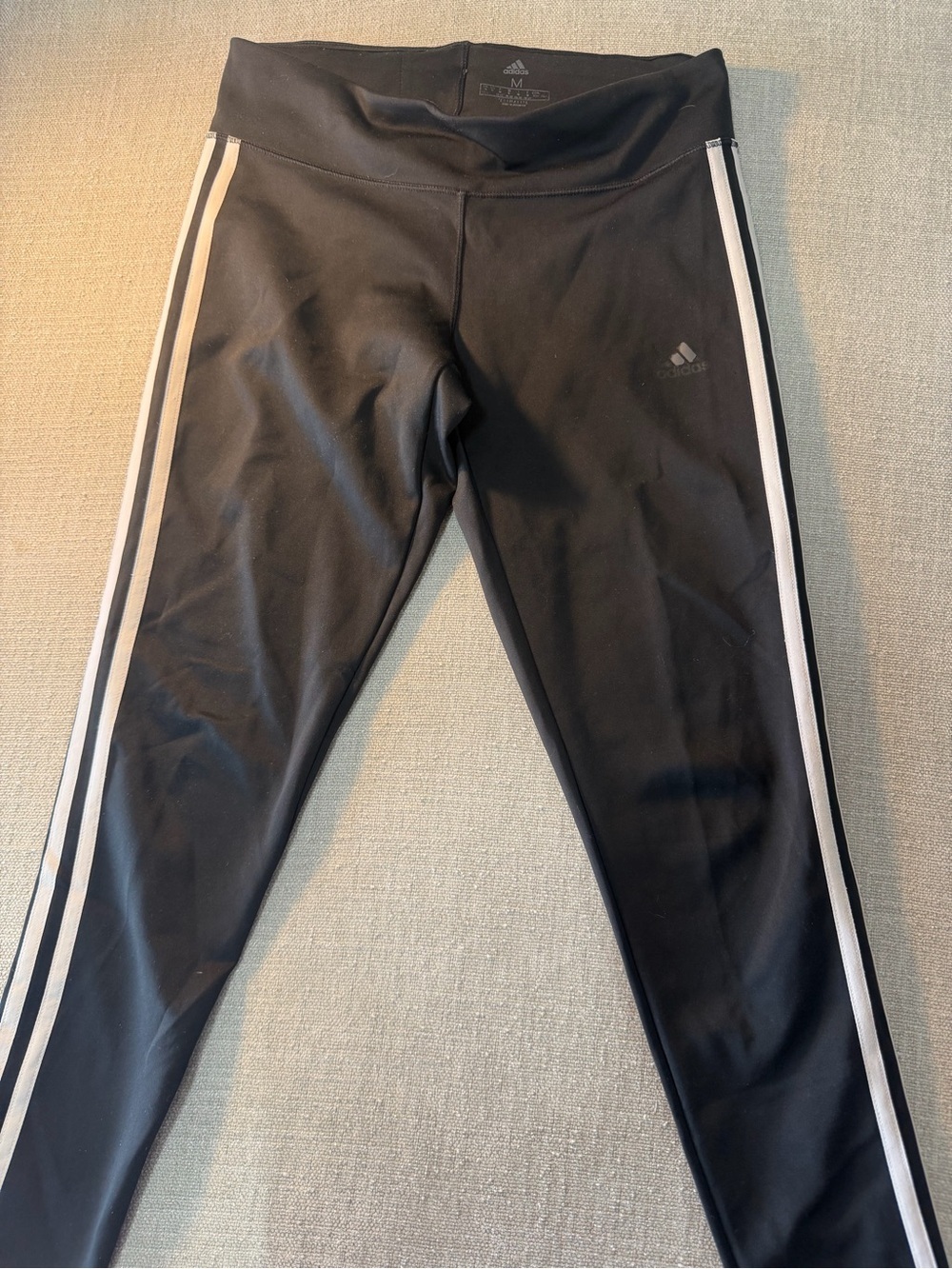 adidas Black Leggings with White Side Stripes